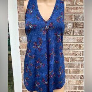 Dark Blue Boho Paisley Top